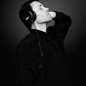 Man with Hi-Fi Headphones (Print)